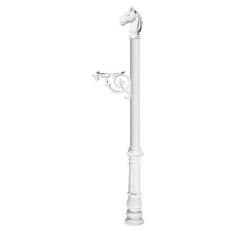 QUALARC Post w/support bracket, decorative ornate base and horsehead finial LPST-701-WHT